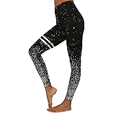 BBY Women's High Waisted Yoga Pants 7/8 Length Leggings with Black foil Stamping