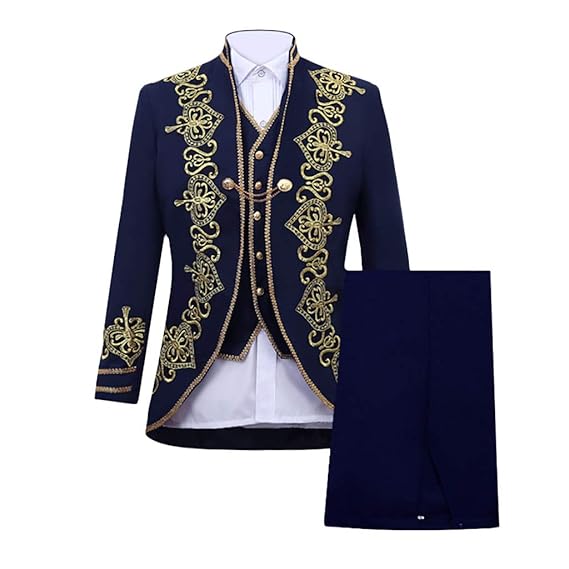 Zolimx Herren Slim Anzug Applique Leistungsanzug Frack Blazer Jacke Retro Gothic Steampunk Uniform Abendkleid Praty Kostüm Sm