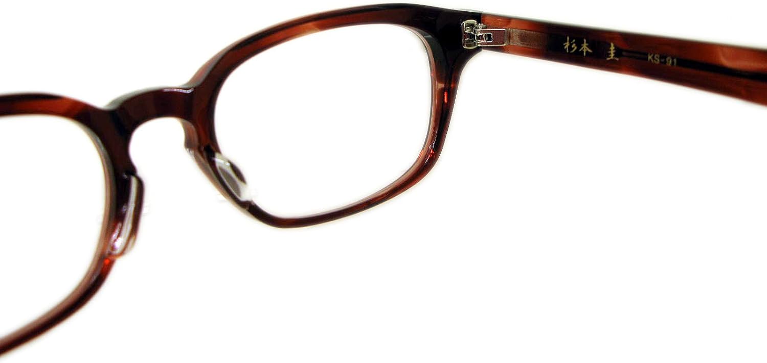 Amazon 杉本 圭 メガネ フレーム スクエア系ウェリントンタイプ Ks 91 Col 21 レッドササ ファッション眼鏡 通販