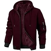 Wizoat Mens Zip Up Hoodie Sherpa Lined Sweatshirt Heavyweight Fleece Full-Zip Winter Warm Jackets