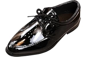 Boy's Classic Oxfords Dress Shoes Pointed Toe Patent Formal Dress Shoes Lace Up Wedding Prom Footwear for Boys