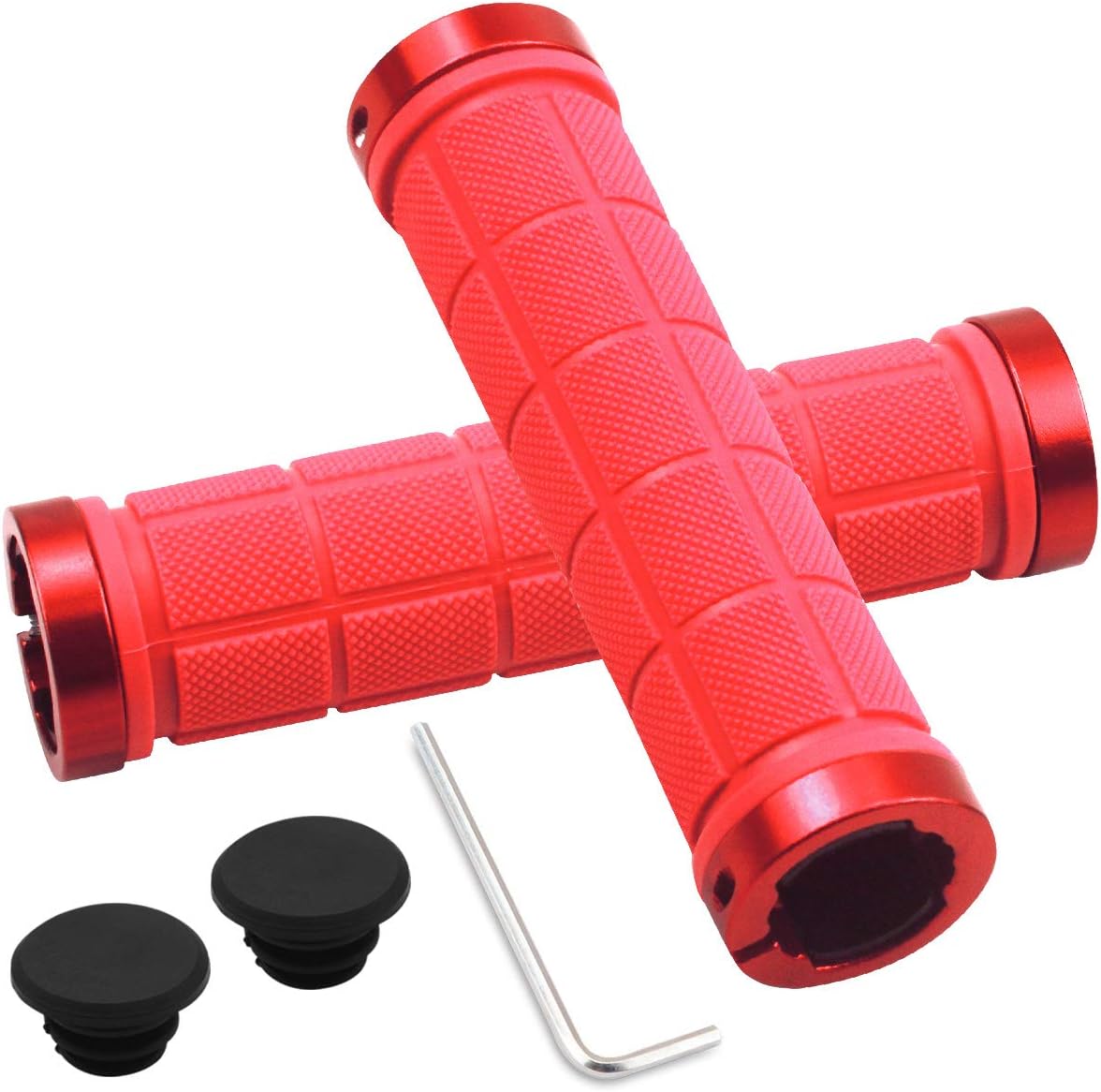 Netspower Bike Handlebar Grips, Non-Slip-Rubber Bicycle Handle Grip Aluminum Lock, Suitable for Cycling Mountain Bike Road Bike MTB BMX Foldable Bicycle