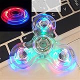 Finger Spinner Gyro, Anbel Transparent Crystal LED Fidget Hand Triangle Spinner Colorful Lighting Effects EDC Focus Desk Gyro Toy