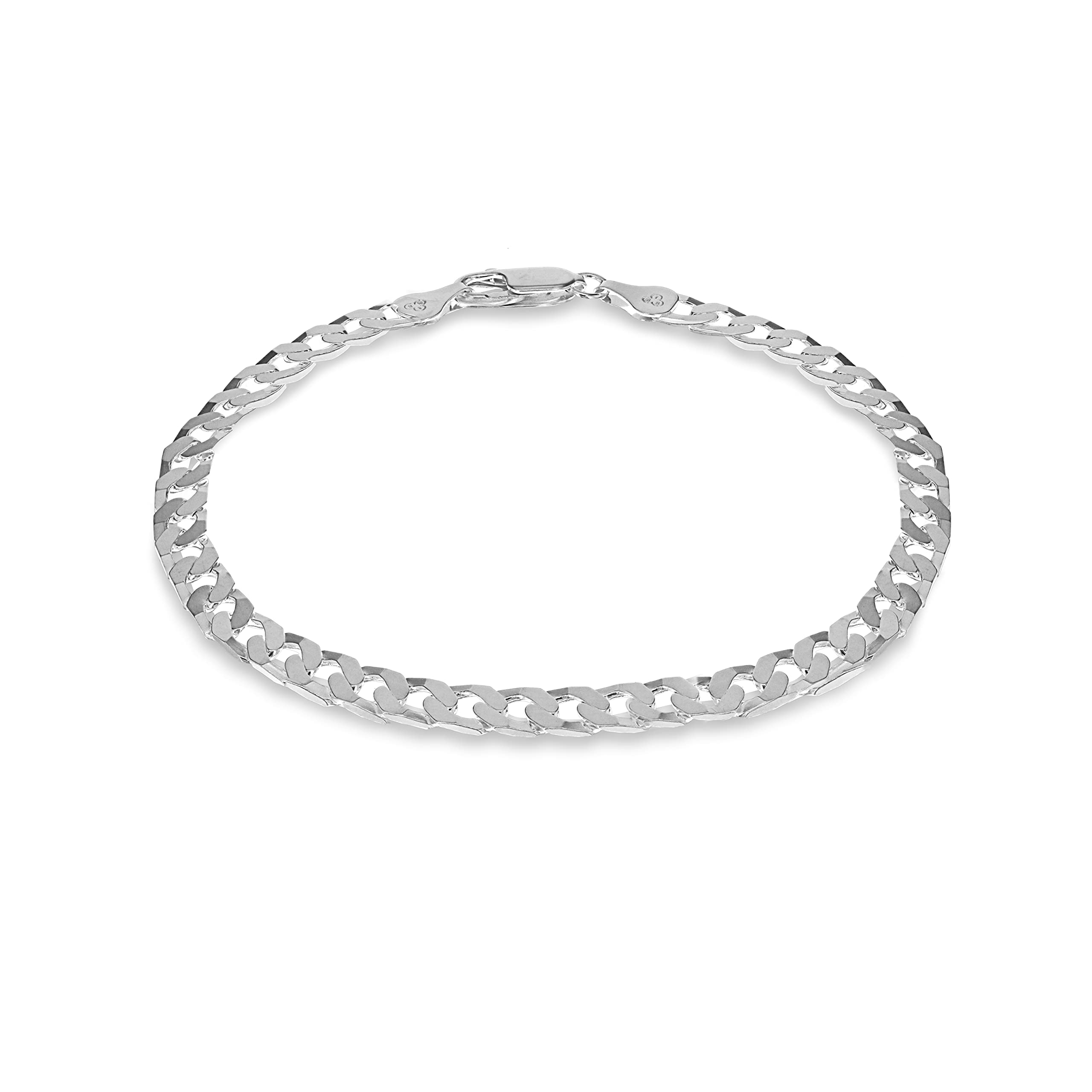 Tuscany Silver Men's Sterling Silver 5mm Flat Square-Link Curb Bracelet 20cm/8"