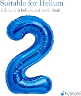 Jonami Balloon 2 Blue XXL 40 inch Foil Balloon Birthday Decoration view 3