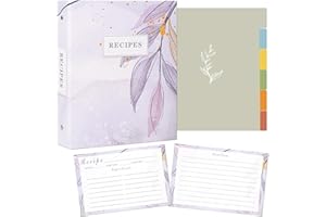 Recipe Binder - 3 Ring Binder Recipe Book with Plastic Sleeves, 50 Recipe Cards, and Dividers - to Write Your Own Recipes, Or