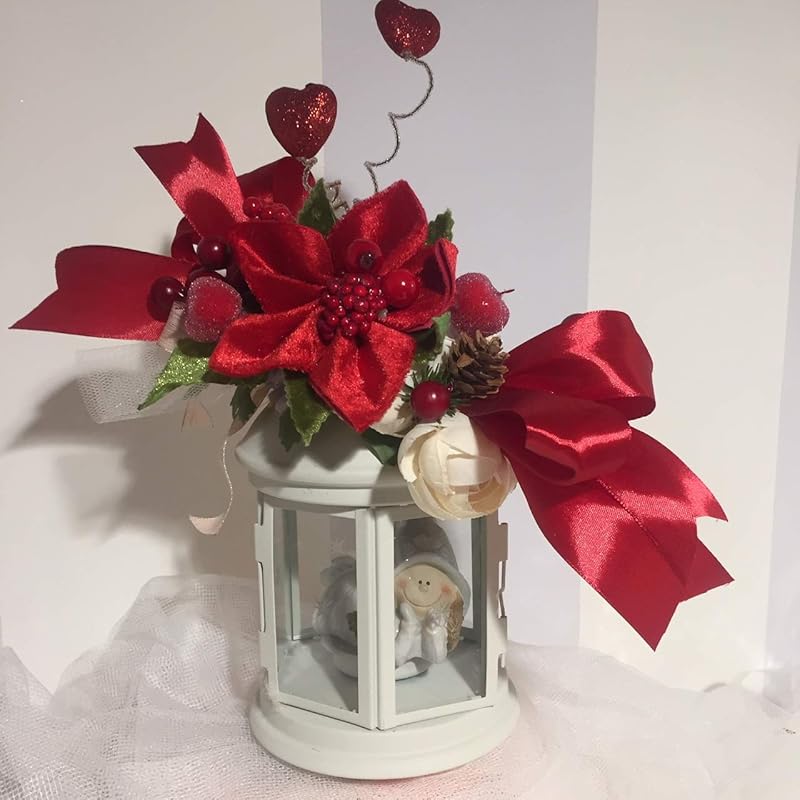 Centrotavola Stella Di Natale.Centrotavola A Lanterna Decorato Con Bacche E Stella Di Natale Gnomo Buffo Amazon It Handmade