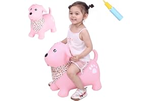 INPANY Bouncy Dog Hopper for Toddlers-Hopping/Bouncing/Bounce Hoppers, Jumping Toys, Inflatable Ride-on Animal Toy for Kids/Boys/Girls 2, 3, 4, 5 Years Old Gifts(Pump Included)