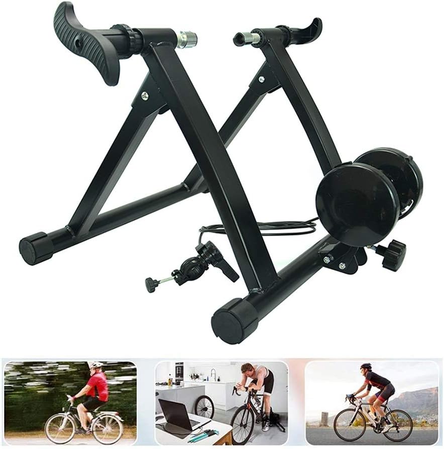 Xcmenl Bike Trainer Stand, Duty Stable Bike Stationary Riding Stand Supports Bicycle Trainer 7 Level Resistance, Maximum Load Weight 150Kg, Black