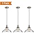 Salking Industrial Hanging Lamp, Vintage Edison Glass Pendant Light, Adjustable Hanging Height(Fabric Cord), Antique Brass Brushed Antique Socket, Modern Vintage Farmhouse Kitchen Lamp, 3-PACK
