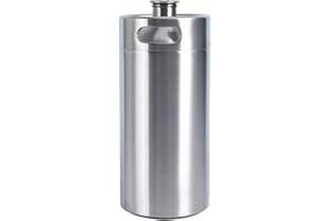 YaeBrew 128 OZ Mini Keg Growler Canteen Craft Beer Homebrewing Home Brew Stainless Steel Beer Barrel Holds Beer Silver (128oz