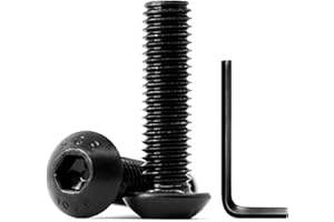 M6-1.0 x 45mm Button Head Screws Bolts, Allen Drive, 10.9 Alloy Steel, Full Thread, Black Oxide, 10 PCS (with Hex Spanner)