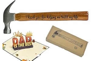 LANGXUN Fathers Day Gifts for Dad - Personalized Engraved Wood Handle Steel Hammer Gifts, Thank You for Helping Me Build My Life, Ideal Papa Gifts from Daughter and Son