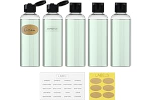 Lisapack Travel Bottles for Toiletries - 100ml Empty Plastic Containers for Shampoo - Small Size Dispenser for Liquid with Fl