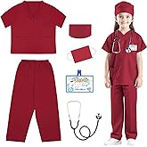 RioRand Doctor Costume for Kids,Toddler Nurse Scrubs with Accessories Christmas Dress Up Cosplay For Boys Girls 3-12 Years