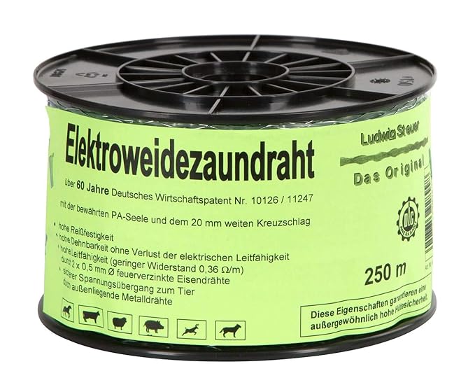 Kerbl Original Steuer Litze EconomyLine, Weidezaunlitze Elektrozaundraht Draht 250 m