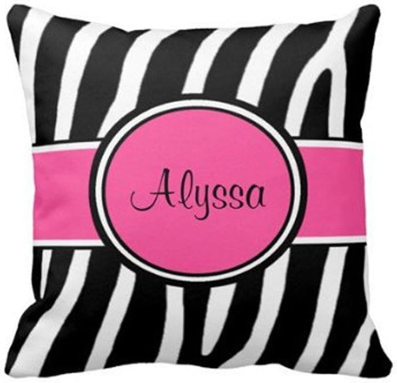 Amazon Com Pink Zebra Print Personalized Pillow Cover 16 X 16