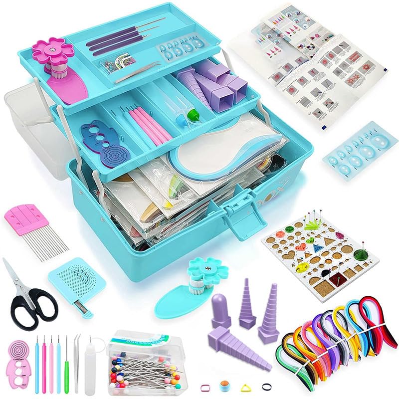 Paper Quilling Kit, Quilling Tools ,Paper Quilling Kit with Storage Box (Blue Box)