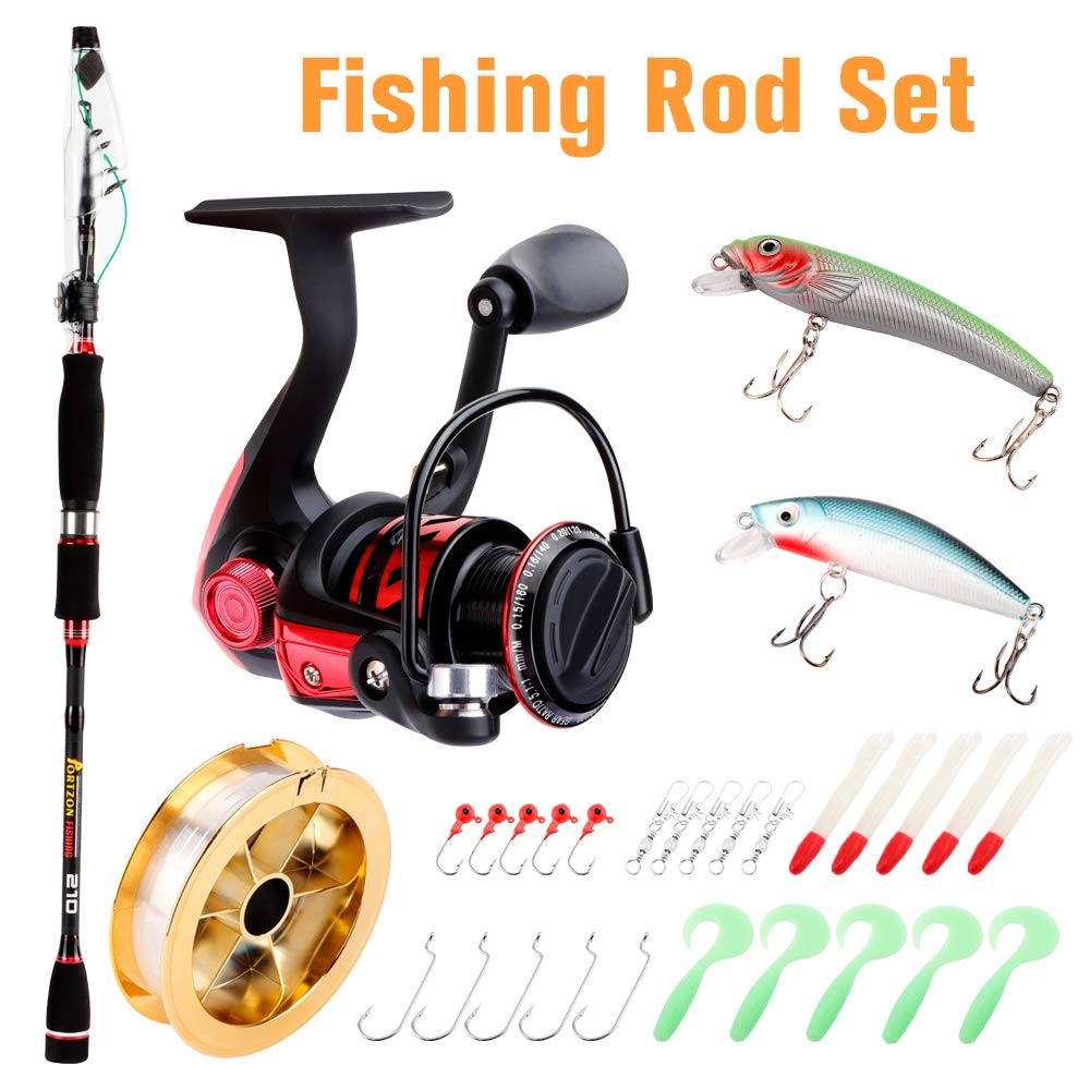 Telescopic Fishing Rod and Reel Combos Full Kit, Spinning