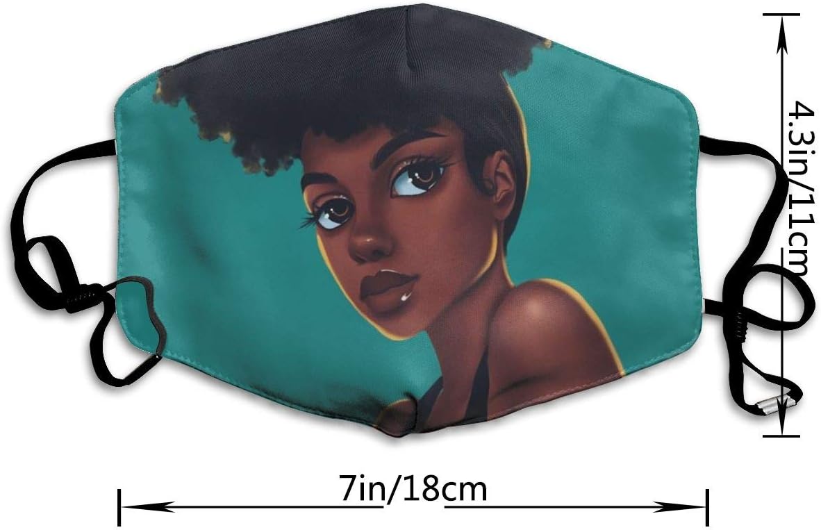 Mouth Mask Natural Hair Black Girl Drawing Fashion Earloop Face