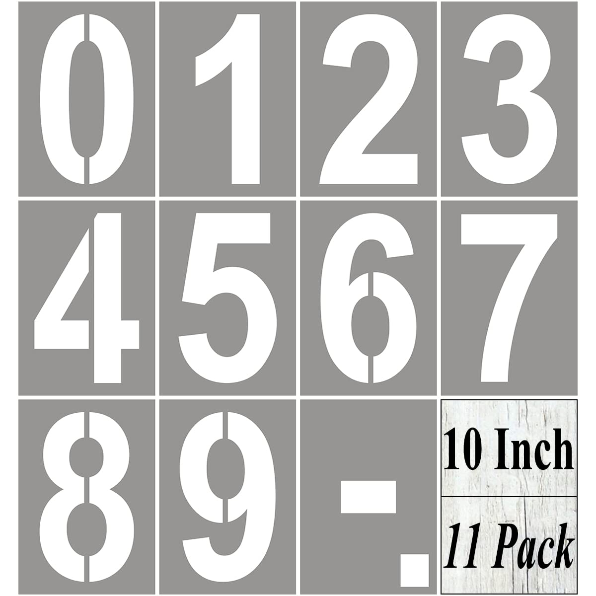 Photo 1 of 10 Inch Large Number Stencils for Painting - 11 Pack Number Stencil Templates for Curb Address, Cakes, Cookies, Mailboxes and Crafts, Reusable House Numbers Stencils for Wood Signs & Cement Wall Art