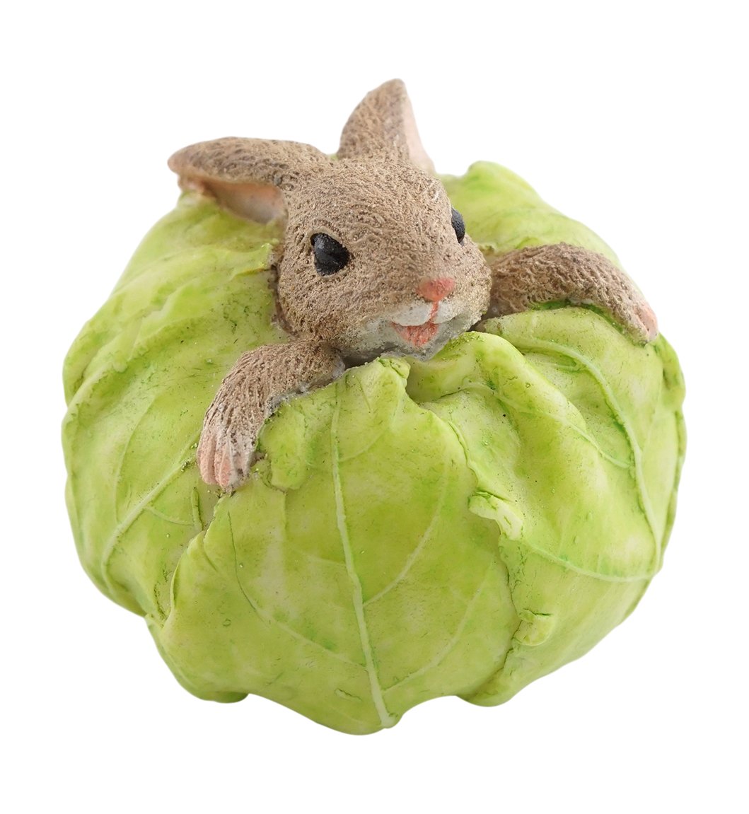 Top Collection Miniature Fairy Garden and Terrarium Rabbit Stuck in Cabbage Statue