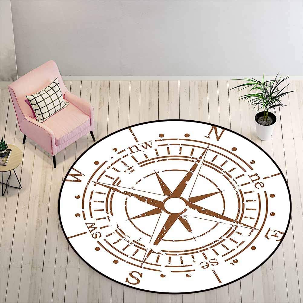 Accent Rug Compass Round Mat Navigation Device of The Age of Discovery
