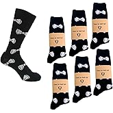 Eco Treasures Market Groomsmen Socks Set of 6, Groomsmen Usher Gift, Groomsman Proposal Box, Best Man Gift, Black Bow Tie Funny Sock, Groomsman Proposal Box, Premium Bamboo Sock, Novelty Socks