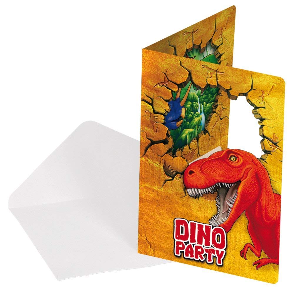 Fiat - Dino Party - Dinosaur Invitation Card - 6 cards with their envelopes