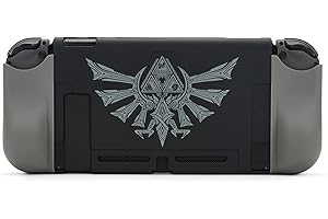 PowerA Silver Hyrule Crest Console Shield for Nintendo Switch - Hard Plastic Shell with Ergonomic Grips, Officially Licensed