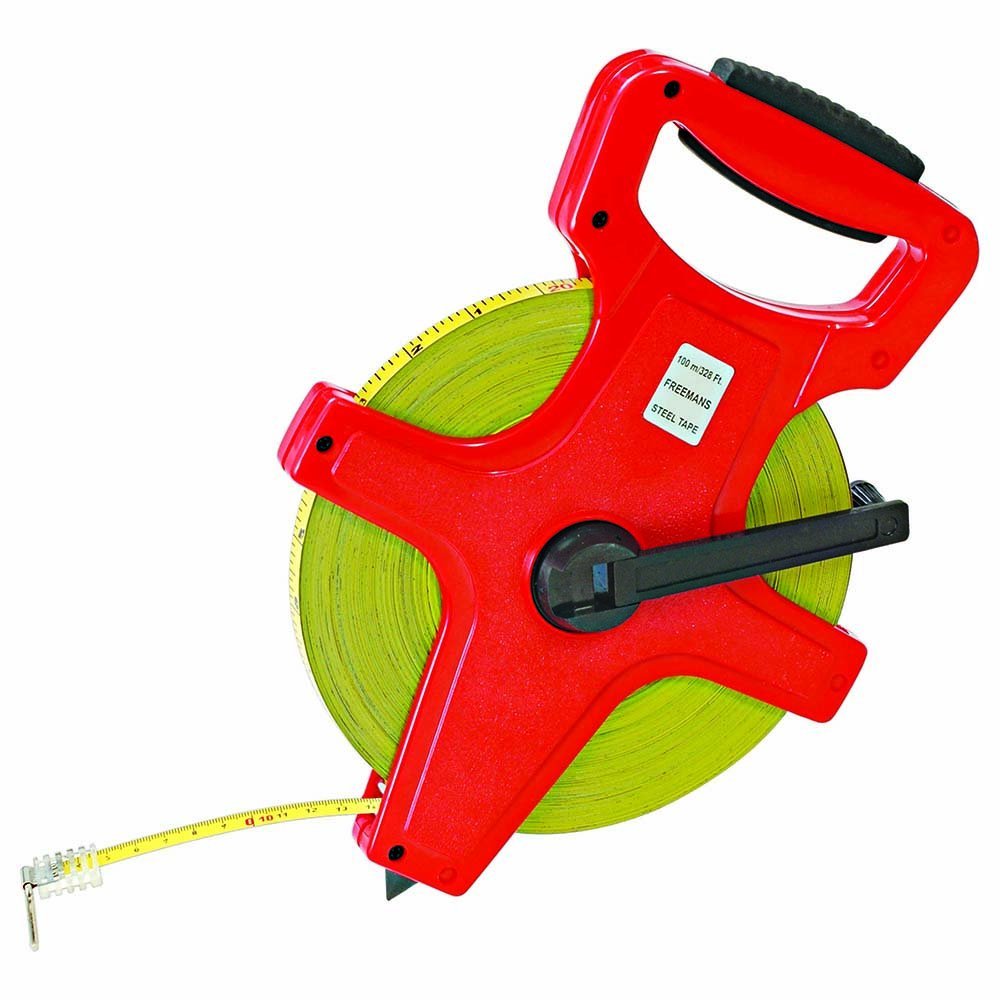 100m Tape Measure Portable Open Reel Stainless Steel Tape Hand Crank