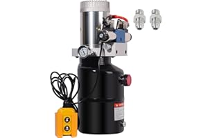 HONYTA Hydraulic Power Unit 6 Quart Double Acting Hydraulic Pump DC 12V Power Unit Metal Reservoir for Car Lifting Dump Trailer