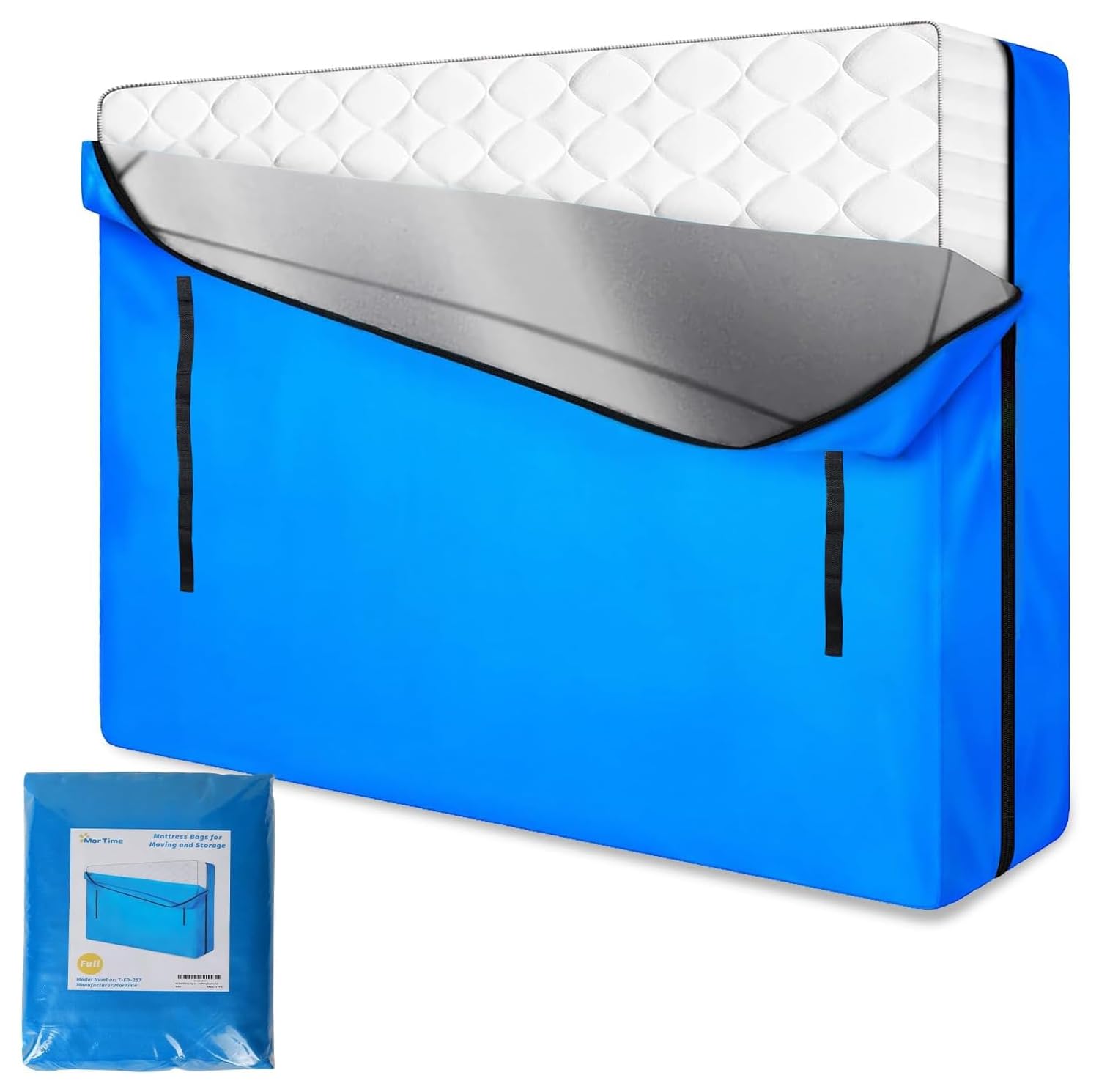 MorTime Mattress Bags for Moving and Storage, Zippered Mattress Storage Bag with 8 Strong Carrying Handles, Reusable Mattress Protector Cover Moving Supplies (Full)
