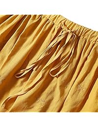 Falda de verano para dama, de algodón, acampanada, bordada, hasta la rodilla, con forro