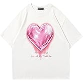Vamtac Love Balloon Graphic Tees Men Y2k Oversized Cute Tshirts Summer Heart Short Sleeve Cotton Tops