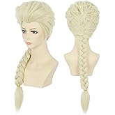 karlery Women Long Blonde Braided Princess Wig Beige Braid Wig for Halloween Costume Cosplay Party