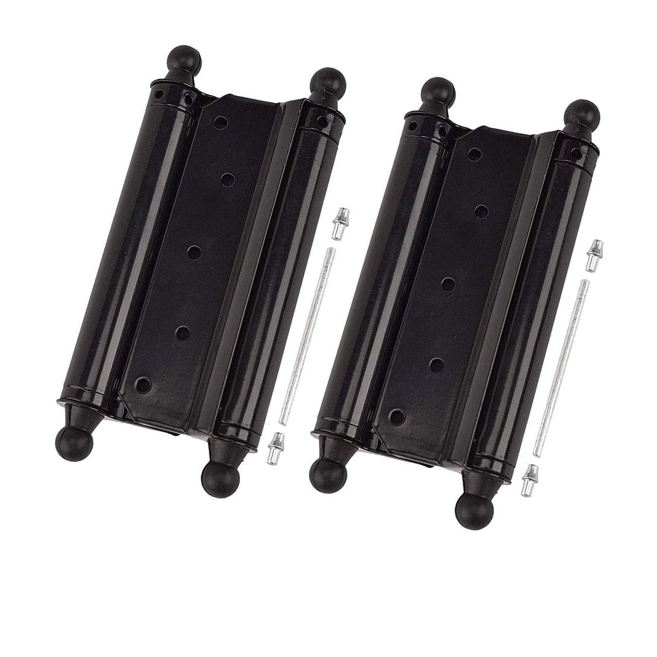 TamBee Double Action Hinge Saloon Door Hinges Swinging Door Hinge Heavy Duty Self Closing Black Steel Hinges with Screws (2 Pcs, 150mm/6inch)