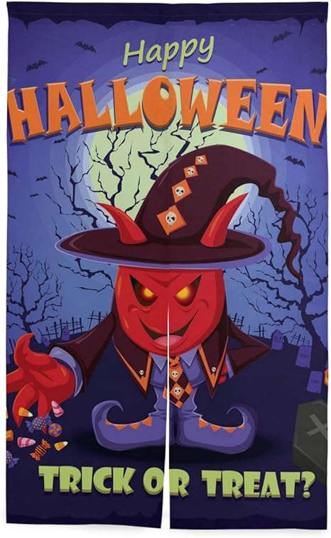 Amazon のれん ハロウィン キャラクター 暖簾 ノレン おしゃれ 間仕切り 遮光 目隠し ロング 断熱 つっぱり棒 突っ張り棒 伸縮棒付き 86 143cm 喫茶店 居酒屋 飾り付け 装飾 のれん オンライン通販