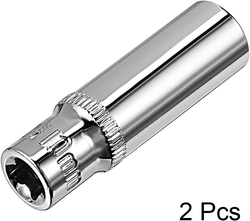 sourcing map 4 Pcs 1/4 Inch Drive 10mm 6-Point Deep Socket, Metric, Cr-V - Image 3