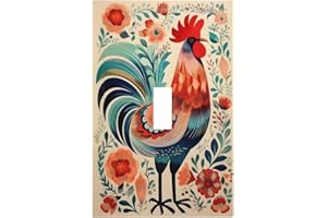 Rougui Light Switch Covers 1 Toggle Abstract Colorful Rooster Floral Single Toggle Wall Plate Decorative Switchcover Electric