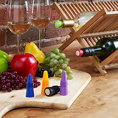 6PCS Wine Stoppers, AK1980 Silicone Reusable Sparkling Wine Bottle