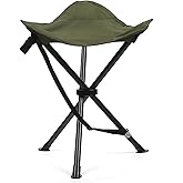 Outplea 18" Folding Tripod Stool for Adults Heavy Duty, Lightweight Portable Three Leg Tall Camping Stool, Collapsible Backpacking Tripod Seat Chair for Fishing Hunting, Support 225 lbs, Green
