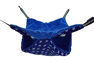 neolun Rat Ferret Cage Hammock Bedding Small Pet Cage Accessories Toy Double-Layer Hammock Bedding for Hamster Guinea Pig Rat Ferret Chinchilla Playing Sleeping(Blue Star)