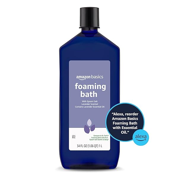 AMAZON BASICS LAVENDER SCENTED FOAMING BATH WITH ESSENTIAL OIL, 34 FLUID OUNCE