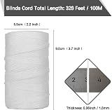 Tenn Well 1.5mm Braided Blind Cord 328ft White Nylon String for Shades view 5