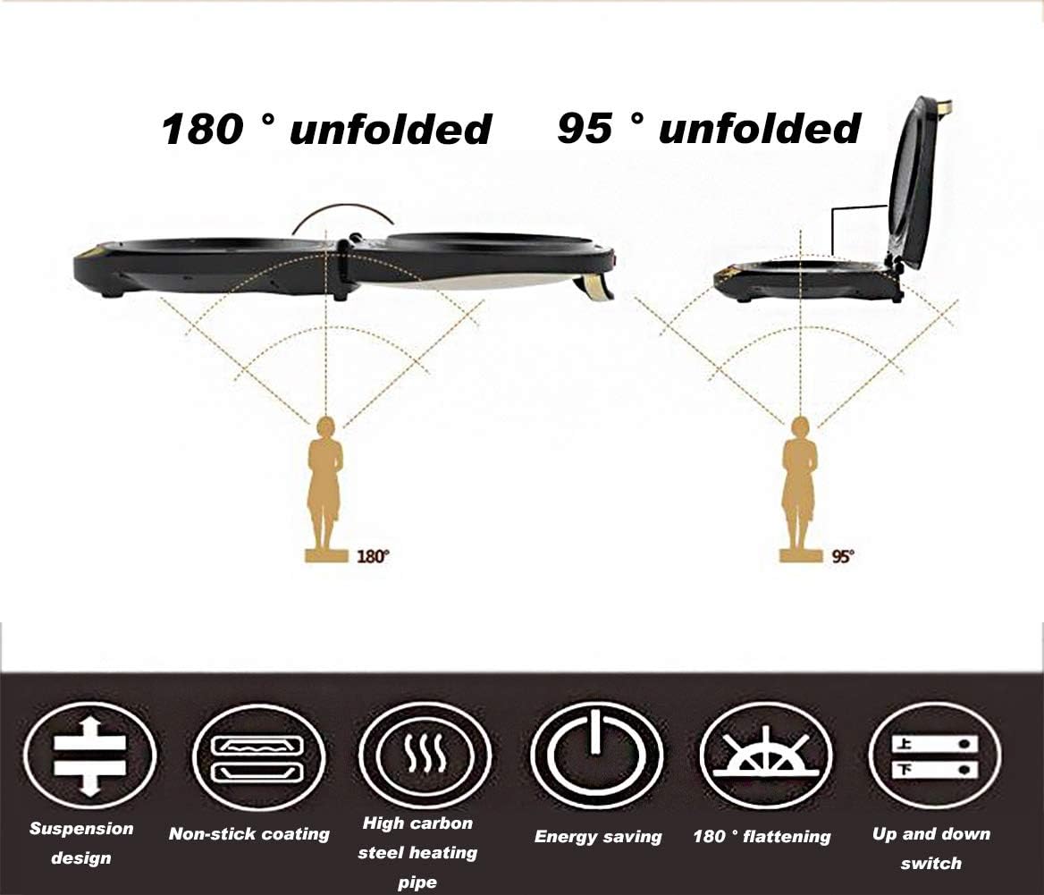 review Grill, Non Stick Plates,Electric BBQ Table Top Grill Smoke-Free at Home 1000 W, Golden [Energy Class A]