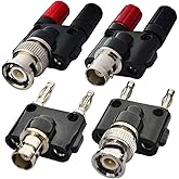 onelinkmore BNC Kits 4 Type BNC Male Female to 2X 4mm Dual Banana Female Male Socket Binding Post RF Coax Coaxial Splitter Co