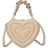 BLOOMY CHIC Heart Shaped Purse Crossbody Bag for Women PU Leather Cute Shoulder Bag with Adjustable Strap