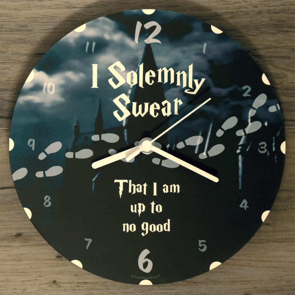 Harry Potter Inspired Glow in the Dark WALL CLOCK - I Solemnly Swear That I Am Up To No Good - hogwarts bedroom gift for boys or girls