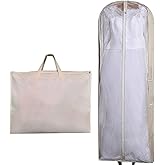 DIOMMELL 63" Bridal Wedding Gown Dress Garment Bag Extra Large Foldable Portable Travel Cover Hanging Luggage with Pockets for Womens, 5.9" Gusseted